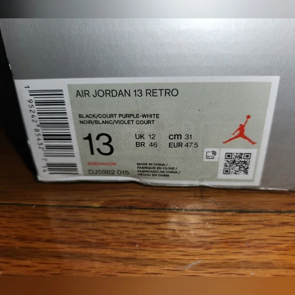 Air Jordan Retro 13 Black/Court Purple/White - Picture 8 of 11